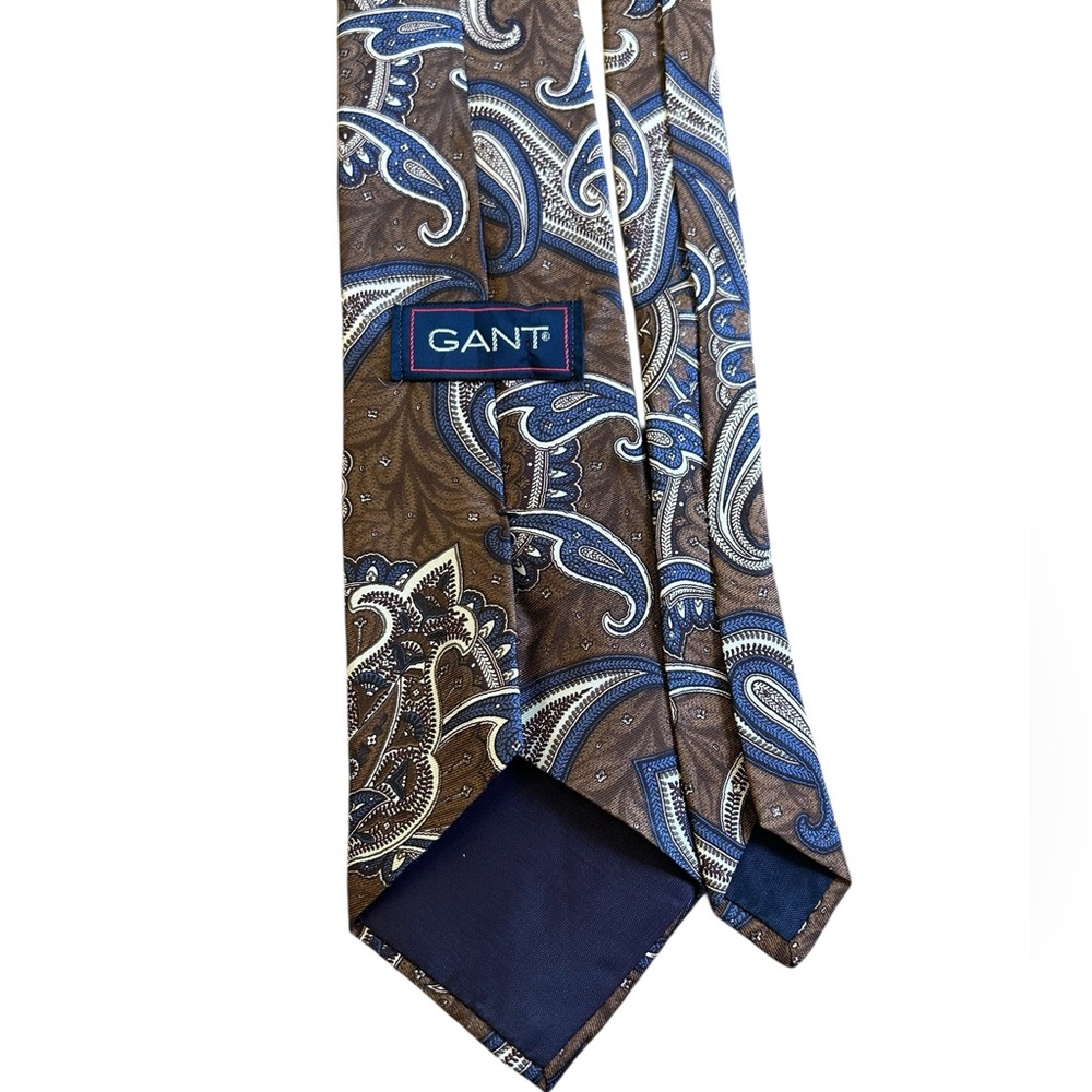 GANT VTG Y2K‎ Tie Brown Blue Paisley Mens Necktie